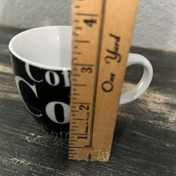 Black & White Ceramic Coffee Mug With Bold "Coffee" Print - Picture 4 of 5